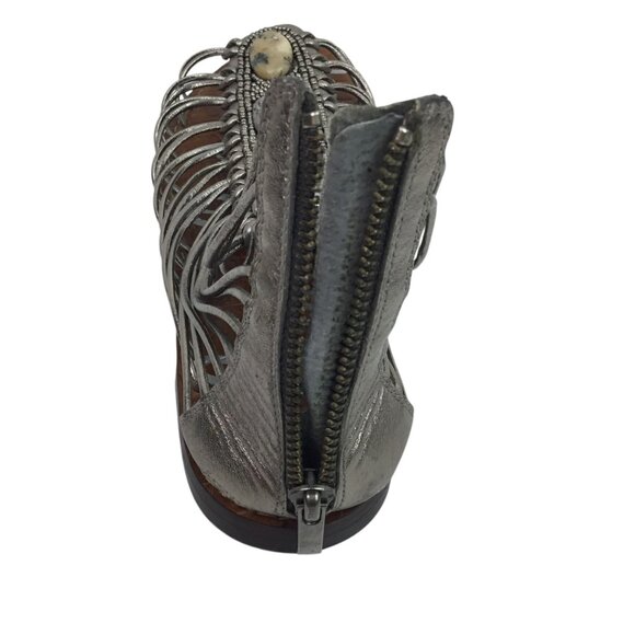 Sam Edelman Hazel Caged Gladiator Womens 8 Sandals Silver Metallic Stone Embelli - Picture 8 of 12